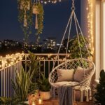 Dreamy Boho Balcony Retreat with Hanging Chair & Soft Lights ✨