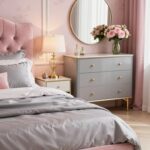 Whimsical Luxury Pink & Grey Bedroom with Glam Makeup Ideas